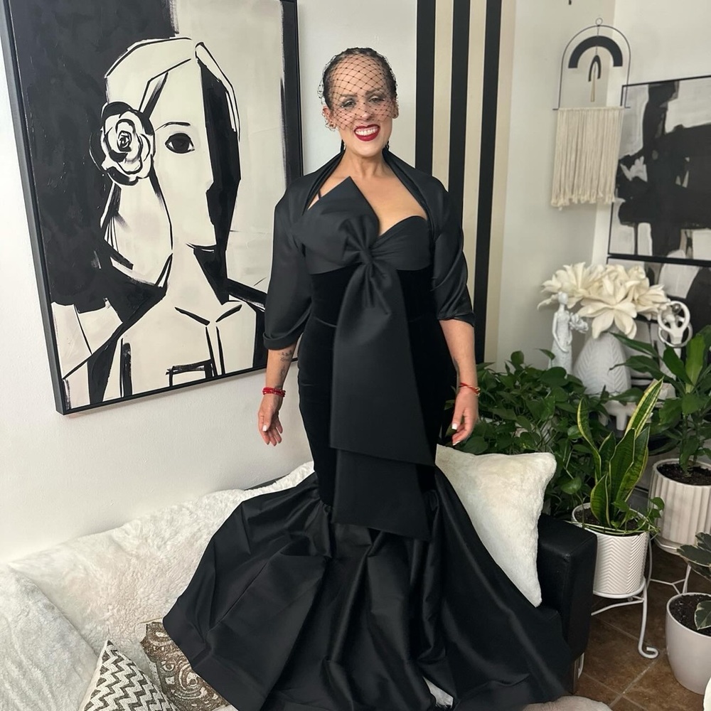 Elegant black velvet dress